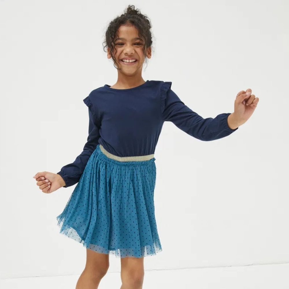 Fat Face Navy and Teal Kids Dress